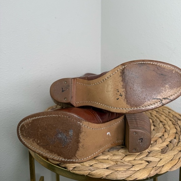 Dexter Campus Boots Leather Heeled Boho Western Vintage Boot Brown Retro Cowgirl - Picture 6 of 7